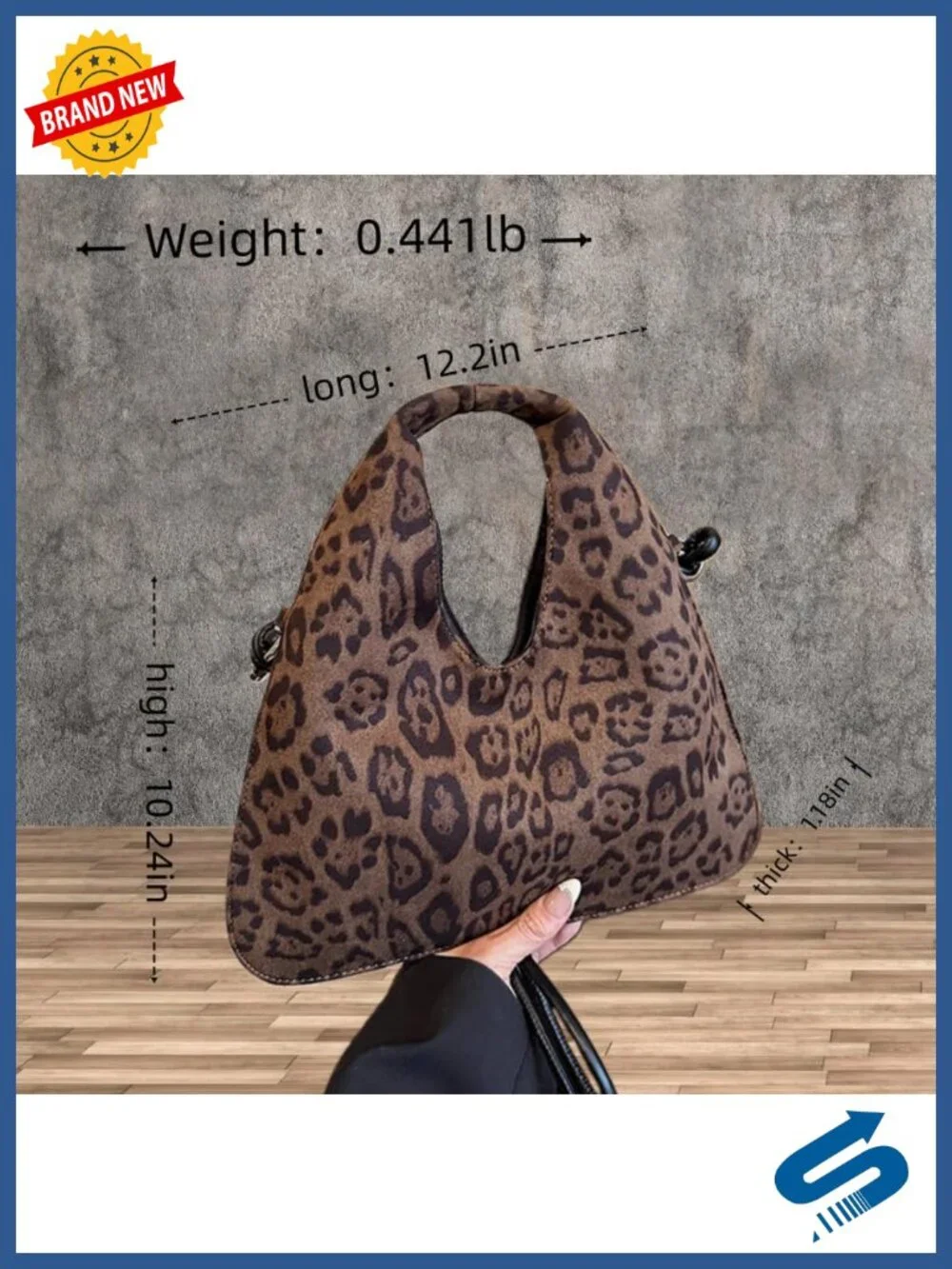 Suede Leopard Print Hobo Shoulder Bag with Adjustable Strap